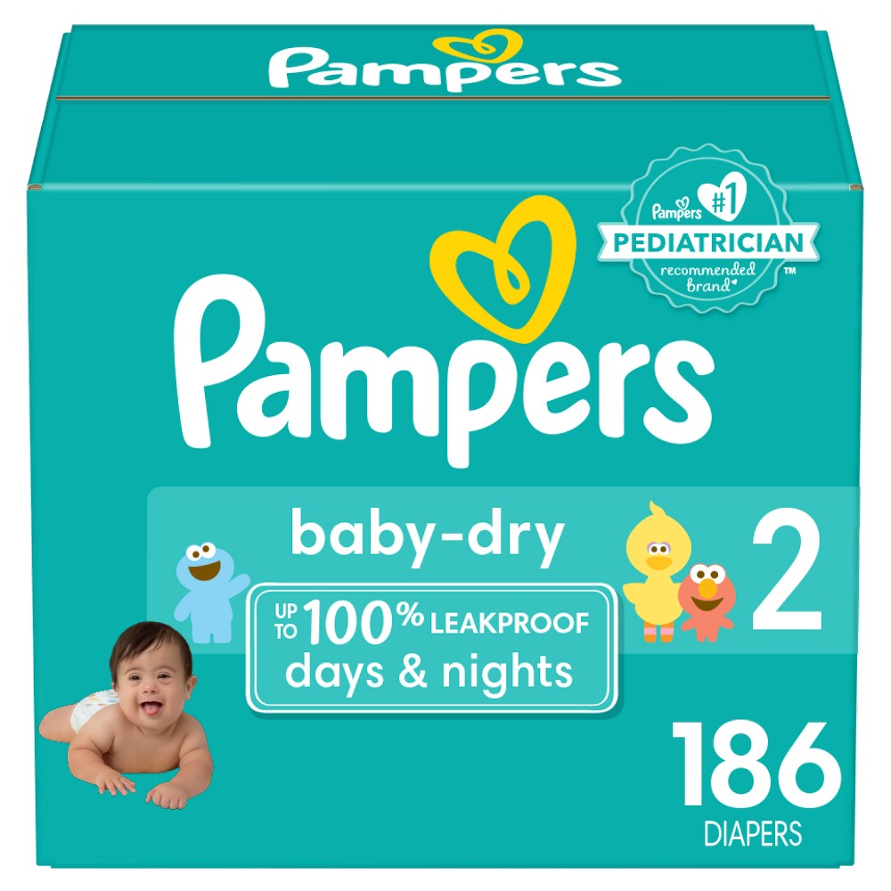 Photos - Nappies Pampers Baby Dry Diapers Enormous Pack - Size 2 - 186ct 