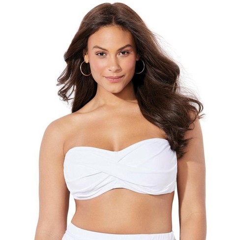 Swimsuits For All Women's Plus Size Beach Babe Triangle Bikini Top 10 White
