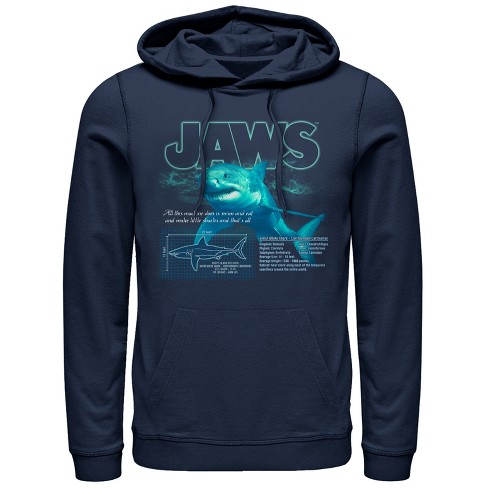 Men's Jaws Shark Blueprint Pull Over Hoodie : Target