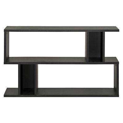 Goodwin 47.5" Dark Brown Wood 2-Level Bookshelf with Cubes