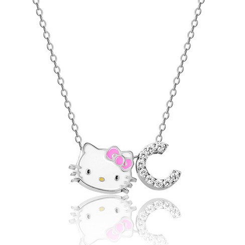 Hello Kitty Pink Enamel Hearts Double Necklace Set