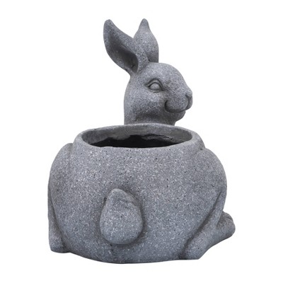 Sagebrook Home 11" Resin Sitting Bunny Planter Gray