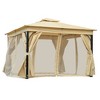 PAGED 10x10 Outdoor Patio Canopies and Gazebos with Double Roofs, Mosquito Netting and Privacy Screens, for Backyard, Garden, Lawn and Deck, Beige - 4 of 4