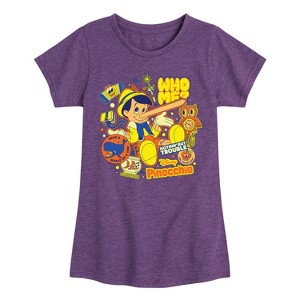 Girls' - Disney - Pinocchio Stickers Fitted Short Sleeve Graphic T-Shirt - 1 of 4