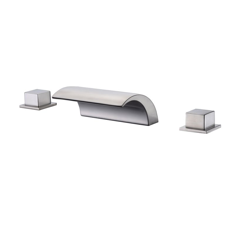 Sumerain Roman Tub Faucets Brushed Nickel,Waterfall Spout for High Flow Rate, with Rough-in Valve, 1 of 14