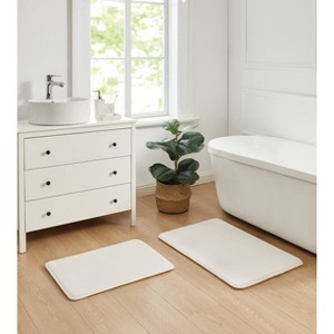 Royal Velvet Set of 2 17"x24" and 20"x32" Signature Solid Memory Foam Bath Rugs White - 1 of 4