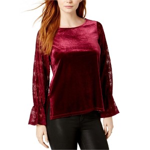 Kensie Womens Lace Sleeve Knit Blouse - 1 of 1
