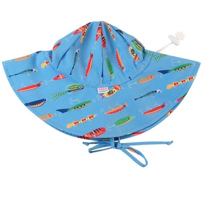 RuffleButts Gender Inclusive Sun Protective Hat - Gone Fishin, 12-24m