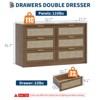 53" Boho Rattan Dresser for Bedroom & Living Room ¨C 6-Drawer Farmhouse Chest with Wood & Metal Accents, Spacious Storage for Clothes, TV Stand - 2 of 4