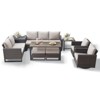 Belord 9PCS Outdoor Sectional Patio Furniture Set, All Weather Conversation with Swivel Patio Chair, Storage Box, L-Shape Sectional Sofa, Coffee Table - 3 of 4