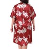 Agnes Orinda Women's Plus Size Satin Floral Print Short Sleeve Round Neck Midi Nightgown - 4 of 4