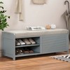 Lyngins Classic Shutter Shoe Bench, Entryway Bench with Sliding Door, Acacia Veneer Storage Ottoman, Foot Stool with Movable Cushion - 2 of 4