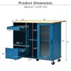 Kitchen Island with Drop Leaf, Kitchen Cart On Wheels, Large Kitchen Island Cart with Led Light, 2 Fluted Glass Doors - 4 of 4