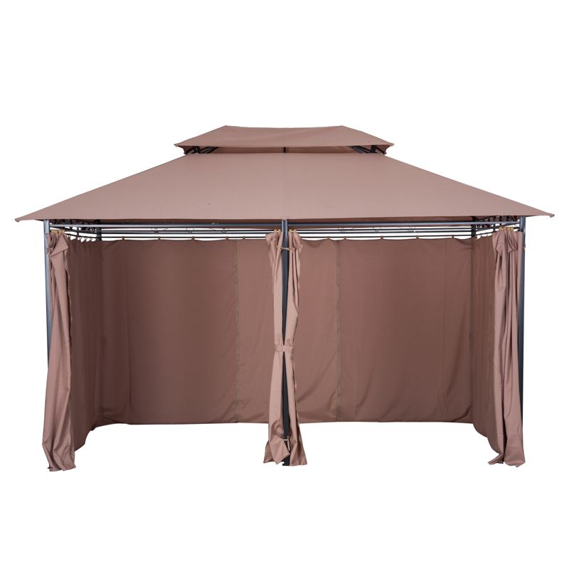 Outsunny 10' x 13' Outdoor Soft Top Gazebo with Curtains, 2-Tier Steel Frame Gazebo Patio, 5 of 10