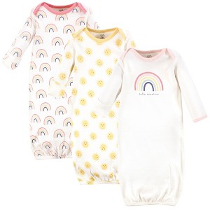 Touched by Nature Baby Girls Organic Cotton Gowns, Rainbows And Sunshine - 1 of 4