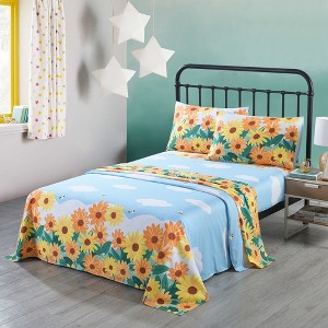 Marcielo Kids Cotton Sunflower Bed Sheet for Girls Teens Children - 1 of 4