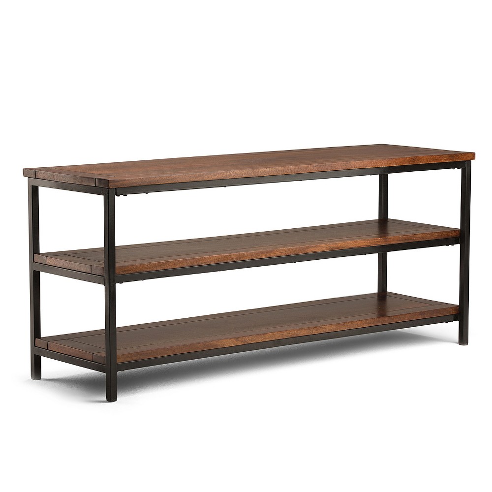 Photos - Display Cabinet / Bookcase Rhonda Solid Mango Wood TV Stand for TVs up to 66" Dark Cognac Brown - WyndenHall: Industrial Style, Open Shelves, Metal Bas