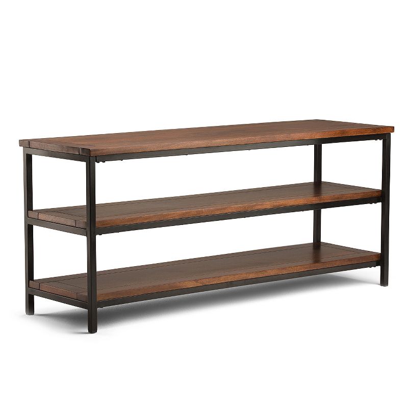 Rhonda Solid Mango Wood TV Stand for TVs up to 66&#34; Dark Cognac Brown - WyndenHall, 1 of 9