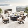 Oakland Living 5pc Deep Seating Swivel Aluminum Outdoor Patio Fire Pit Dining Set: UV & Weather-Resistant - 2 of 4