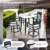 UNISOAR Modern 5PC Outdoor Patio Bar Set, Rounded Square Sintered Stone Table & 4 Swivel Bar Chairs, Non-Rust Aluminum Frame,Ember Black - 3 of 4