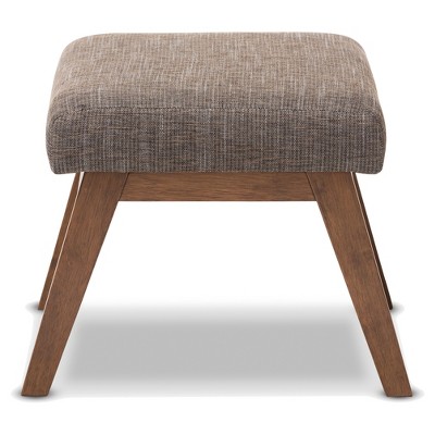 Aberdeen Walnut and Gravel Gray Upholstered Ottoman