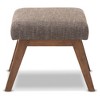 Aberdeen Mid - Century Modern Wood Finish and Fabric Upholstered Ottoman - Gravel / Walnut Brown - Baxton Studio: Minimalist Footstool, MDF Frame - 3 of 4