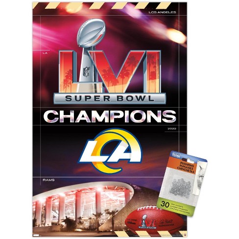 Trends International Nfl Los Angeles Rams - Commemorative Super Bowl Lvi  Champions Team Logo Unframed Wall Poster Print Clear Push Pins Bundle  14.725 : Target