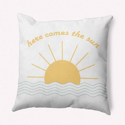 e by design Here Comes The Sun Decorative Throw Pillow Aqua Green: Indoor Square Accent, Polyester Twill