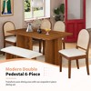Modern 6-Piece Dining Set, 1 Double Pedestal Rectangle Dining Table with 4 Upholstered Rattan Back Dining Chairs and Bench - ModernLuxe - 2 of 4