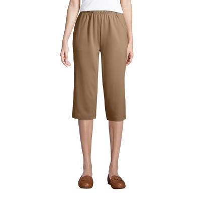 Lands' End Women's Sport Knit High Rise Elastic Waist Capri Pants