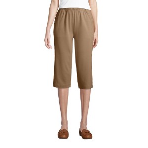 Lands' End Women's Sport Knit High Rise Elastic Waist Capri Pants - 1 of 4