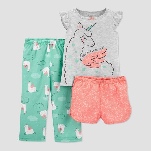 Baby Girls 3pc Llamacorn Pajama Set Just One You Made By Carter S Gray Target