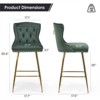 RISOKEYS Bar Stools Set of 2 - Velvet Counter Height Bar Chair with Metal Legs, Button Tufted and Nailhead Trim for Kitchen Island - 3 of 4