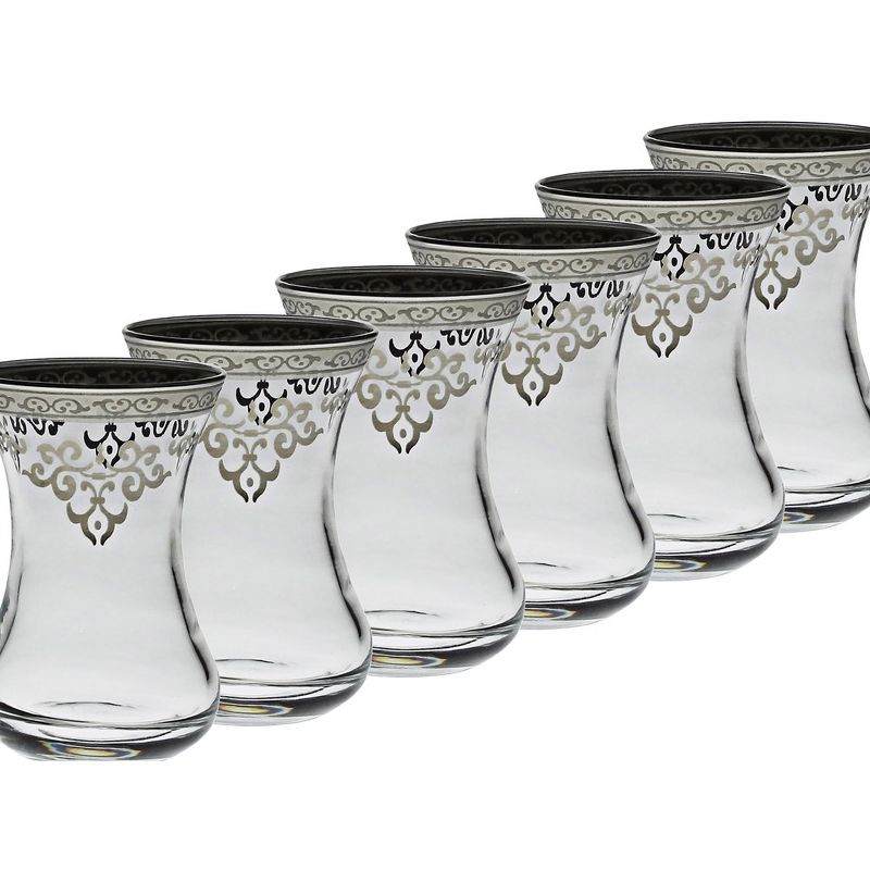Classic Touch Set of 6 Tea Cups with Silver Design, 2 of 4