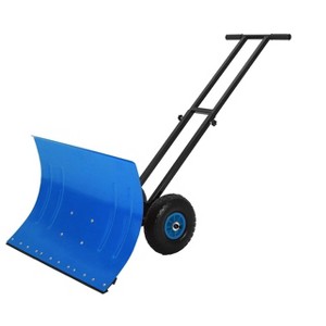 30 Inch Heavy Duty Wheeled Snow Shovel with Adjustable 5-Position Handle and Multi-Angle Carbon Steel Blade, Ergonomic Back-Saving for Pavement, Yard - 1 of 4