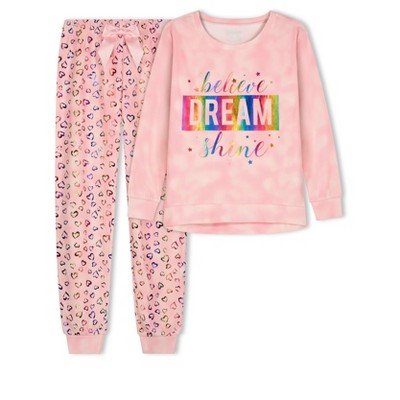 Sleep On It Girls Believe Dream Shine Velour 2-piece Pajama Pant Sleep ...