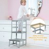 Costway Kids Kitchen Step Stool Wooden Toddler Stand Helper w/ Safety Rail Gray\Brown - 3 of 4