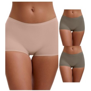 INSPIRE CHIC Women's High Waist Seamless Boyshorts Elastic Waistband Ice Silk Breathable Shorts 3 Packs - 1 of 4