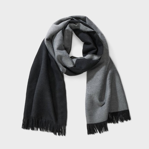 Weave Patterned Black Men's Cashmere Scarf