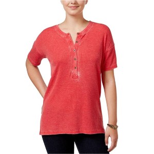 G.H. Bass & Co. Womens Burnout-Dyed Henley Shirt - 1 of 1