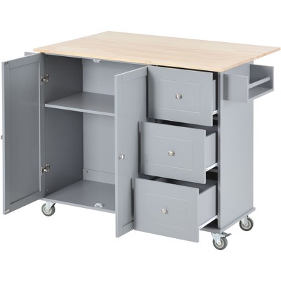 NicBex 3 Drawer Rolling Kitchen Island Cart with 1 Cabinet,Kitchen Island on Wheels with Towel Rack and Spice Rack,Island Table for Kitchen
