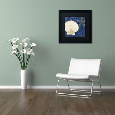Coastal Moonlight II Teal Canvas Art with Black Frame