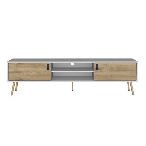 NicBex TV Stands for 55 inch TV, Entertainment Center with 2 Open Shelves and 2 Cabinets,TV Console for Bedroom, Living Room, Home,White/Brown - 1 of 4