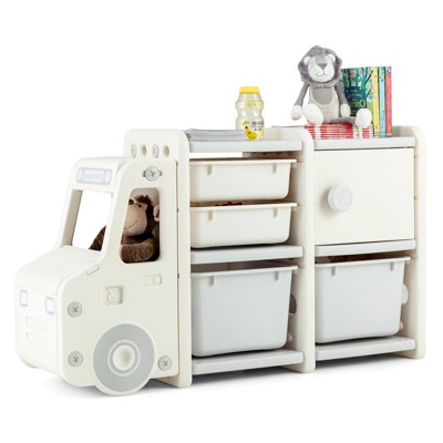 Safstar Kids Toy Storage Organizer Toddler Playroom Furniture w/ Plastic Bins Cabinet