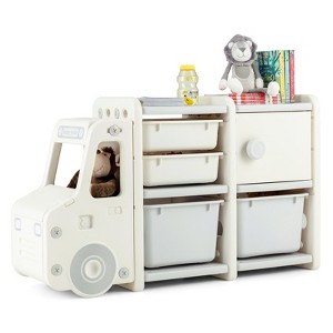Safstar Kids Toy Storage Organizer Toddler Playroom Furniture w/ Plastic Bins Cabinet - 1 of 4