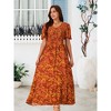 Seta T Women's Floral Short Flutter Sleeve V Neck Smocked High Waist Flowy Maxi Dress - 3 of 4
