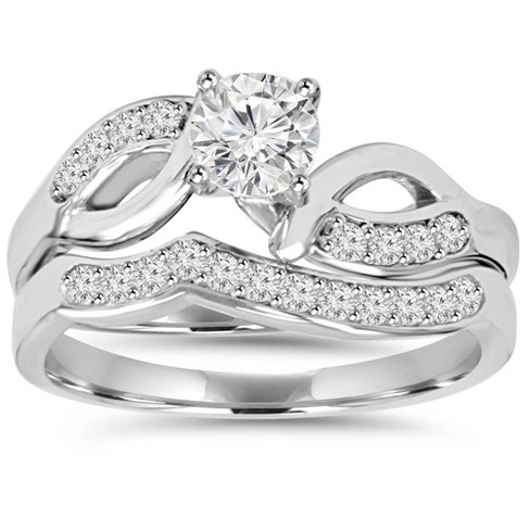 Silver Plated with Cubic Zirconia 3 Band Ring Set - A New Day™ Silver 8