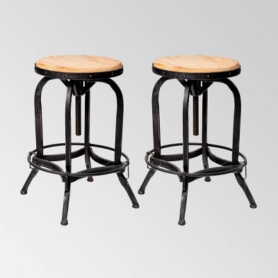 Set of 2 Farmdale Industrial Adjustable Swivel Barstool Tan - Christopher Knight Home