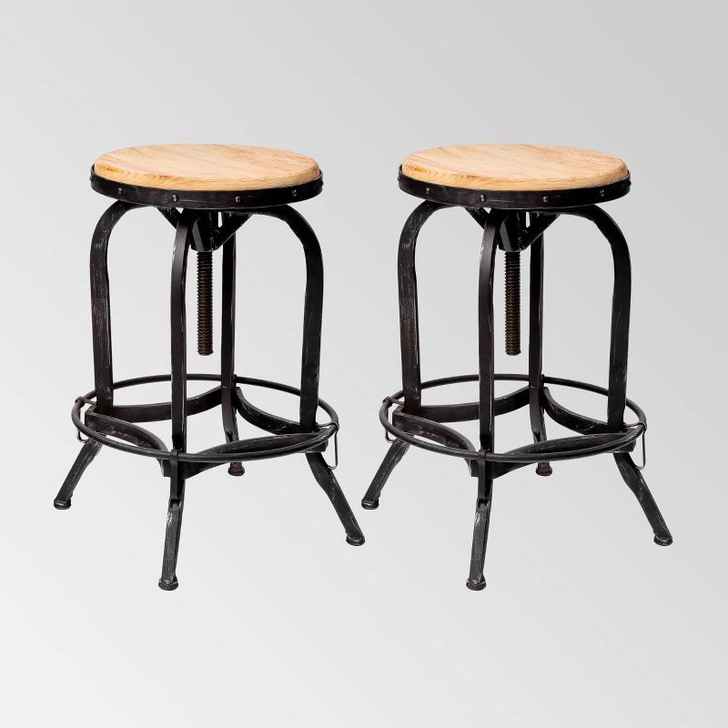 Set of 2 Farmdale Industrial Adjustable Swivel Barstool Tan - Christopher Knight Home, 1 of 7
