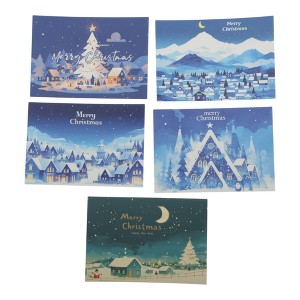 Unique Bargains Christmas Greeting Card Blue Green 4.5x3.1 Inch 10 Pcs - 1 of 4